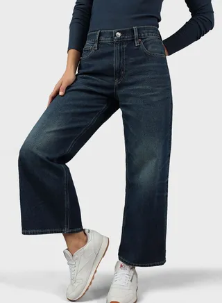 High Waist Wide Leg Cropped Jeans