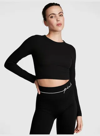 Rib Long-Sleeve Crop Top