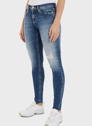 High Waist Distressed Jeans