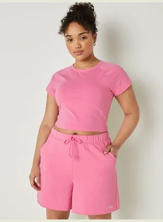Cotton Short-Sleeve Raglan Crop Top