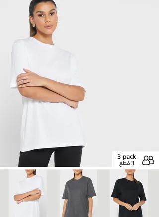 3 Pack Oversized Crew Neck T-Shirt