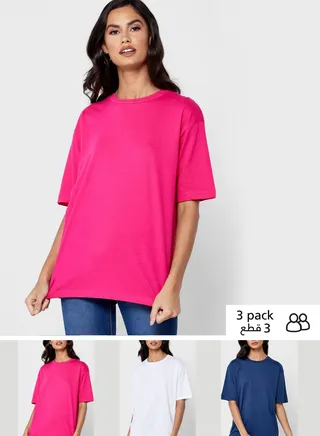 3 Pack Oversized Round Neck T-Shirt