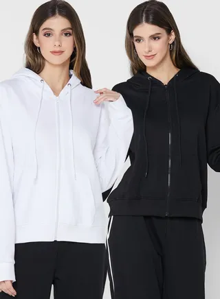 Pack of 2 Essential Zip Through Hoodie