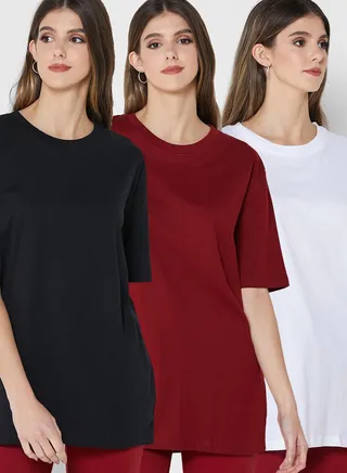 3 Pack Oversized Round Neck T-Shirt