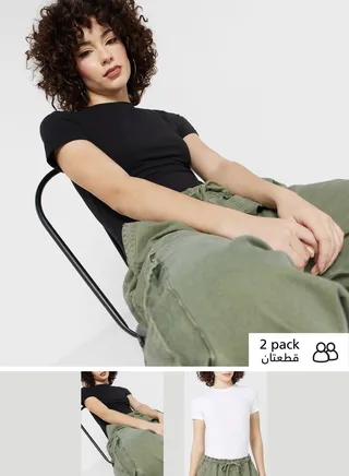 2 Pack Crew Neck Bodysuit