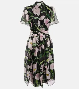 Floral silk midi dress