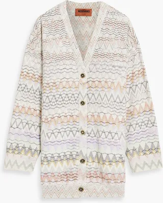 Jacquard-knit cotton cardigan