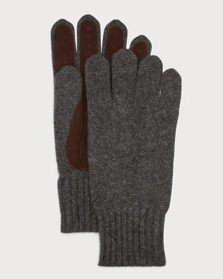 Men's Suede & Cashmere-Knit Gloves