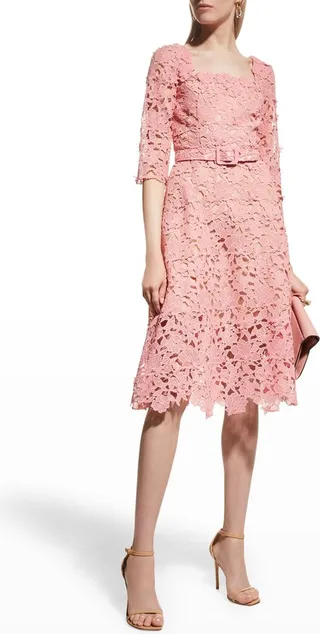 Floral Guipure Lace Midi Dress