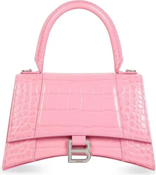 Hourglass crocodile-embossed small handbag