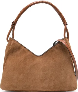 Logo-Print Suede Tote Bag