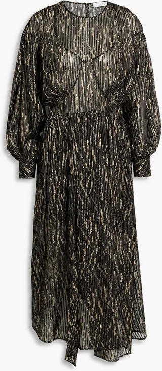 Ansen metallic printed silk-blend jacquard midi dress