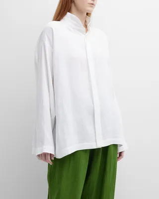 Side-Panel Shirt with Double Stand Collar (Mid Plus Length)