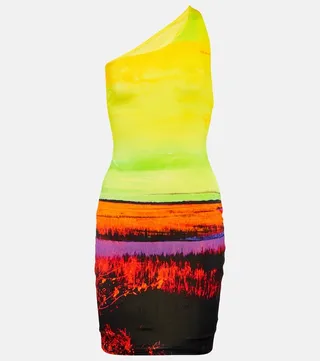 Plunge one-shoulder minidress