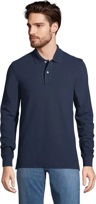 Lands' End Men's Tall Comfort First Long Sleeve Mesh Polo - 2X Large Tall - Radiant Navy