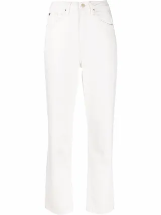 Logo Embroidered Wide-Leg Jeans
