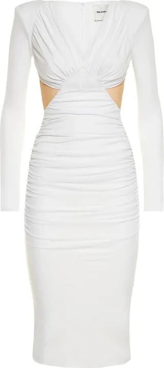 Viscose jersey V neck midi dress