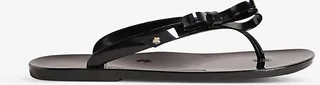 Womens Black Jassey Bow-detail Jelly Flip-flops