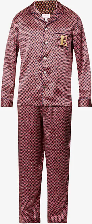 Mens Navy Elton John x Brindisi Geometric-print Silk-satin Pyjamas Xxl