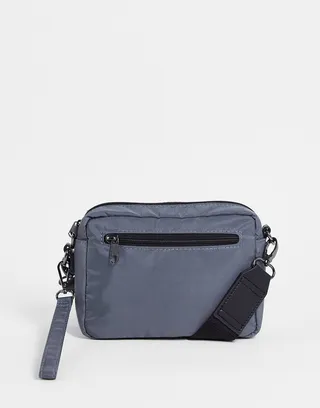 ASOS DESIGN camera bag with wrist strap in charcoal