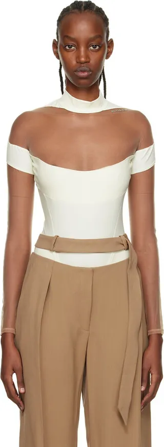 Mugler Off-White Illusion Bodysuit