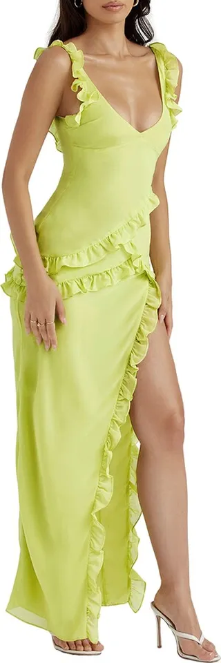 Pixie Ruffle Georgette Body-Con Cocktail Dress