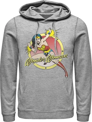 Men's Justice League Classic Circle Poster Pull Over Hoodie - Athletic Heather - Small