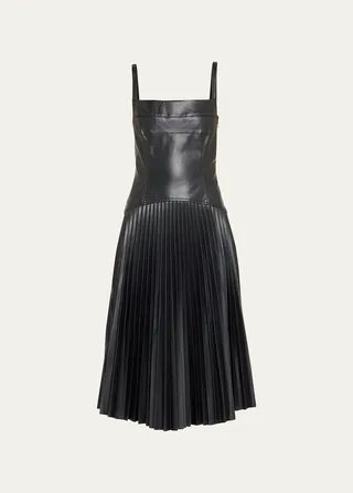 Drop Waist Faux Leather Midi Dress