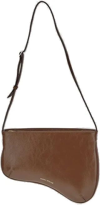 Manu Atelier Curve Logo Detailed Shoulder Bag