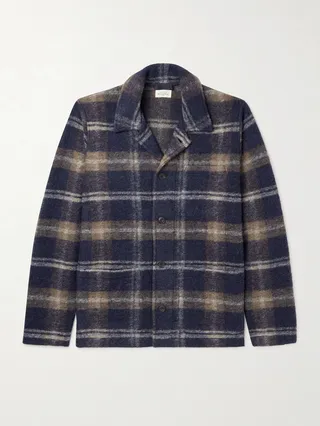 Checked Wool-Blend Overshirt