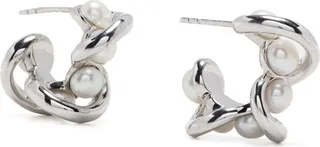 Molten pearl hoop earrings