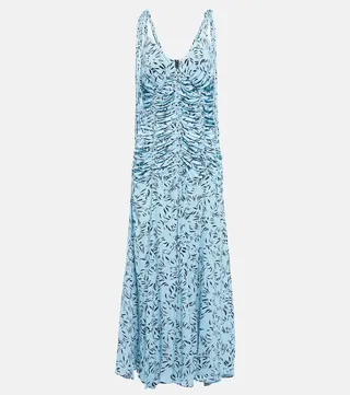 Floral ruched jersey maxi dress