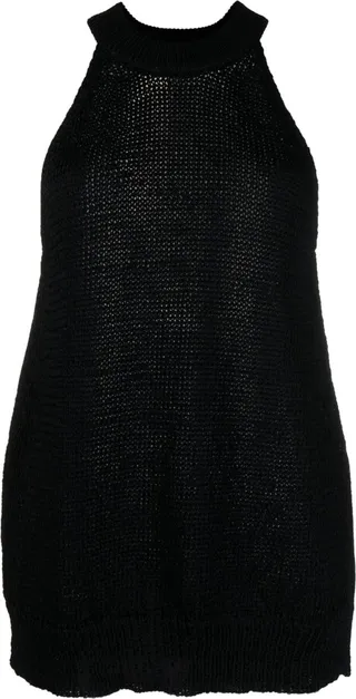 Kuhra halterneck side-slit knitted top