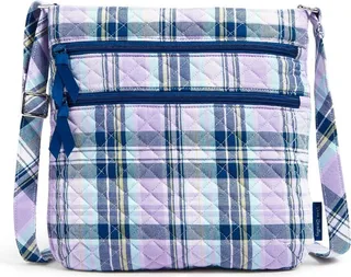 Vera Bradley Women's Recycled Cotton Triple Zip Hipster Crossbody Bag Kingbird Plaid