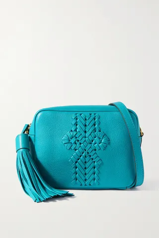 Anya Hindmarch - The Neeson Tasseled Textured-leather Shoulder Bag - Blue