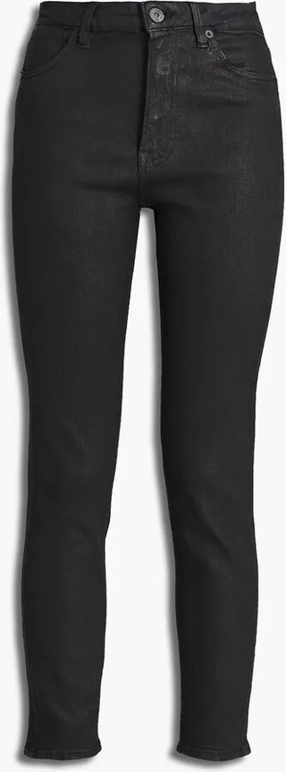Channel Seam coated high-rise skinny jeans