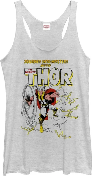 Women's Marvel Mighty Thor Journey into Mystery Racerback Tank Top - White Heather - Medium