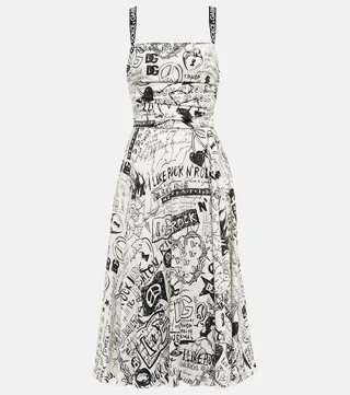 Printed silk-blend midi dress