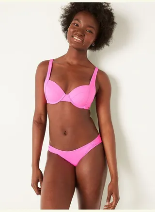 Ruched-Front Bikini Bottom