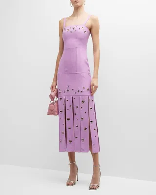 Stasia Grommet-Embellished Midi Dress