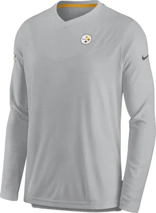 Nike Men's Dri-FIT Lockup Coach UV (NFL Pittsburgh Steelers) Long-Sleeve Top in Grey