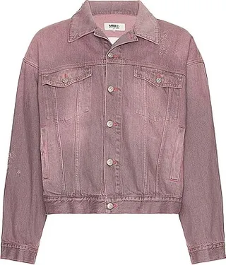 MM6 Maison Margiela Denim Sports Jacket in Pink