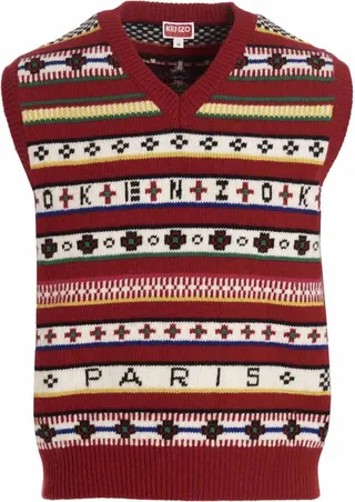 Patterned Jacquard Logo Gilet