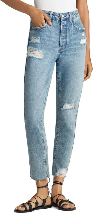 Niki Womens Destroyed Light Wash Boyfriend Jeans