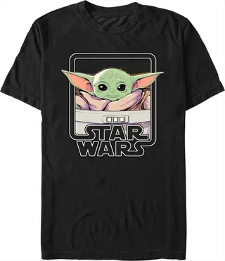 Men's Star Wars: The Mandalorian Grogu Classic Star Wars Frame T-Shirt - Black - 3X Large