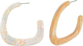 Peach Resin Reversible Hoop Earrings