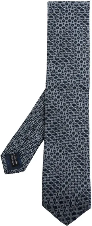 Gancini-print silk tie