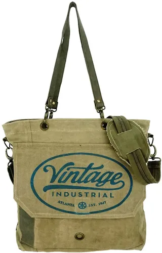 Industrial Print Tote Messenger Bag