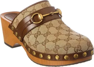 Gucci Gg Canvas & Leather Clog
