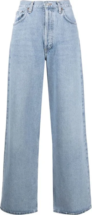 Wide-Leg Stonewashed Jeans